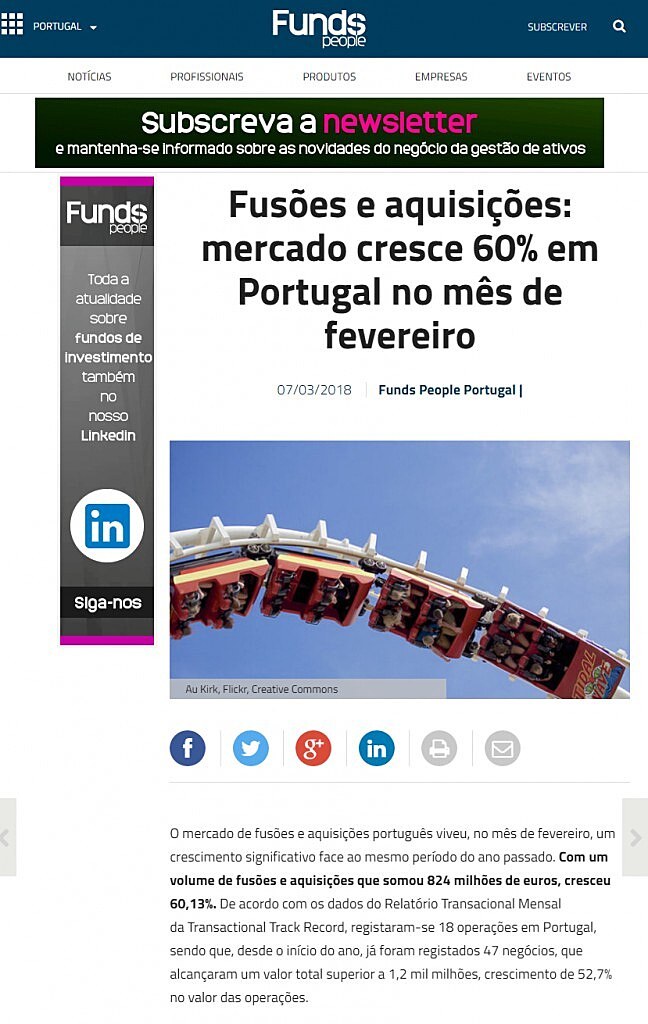 Fuses e aquisies: mercado cresce 60% em Portugal no ms de fevereiro